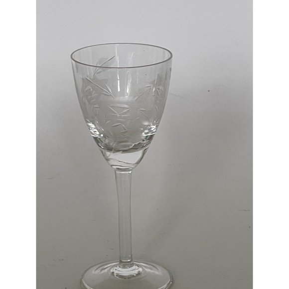 Vintage Etched Floral Crystal Sherry Cordial Glass 5.25" tall x 2.25" Set of 3 - Picture 12 of 15
